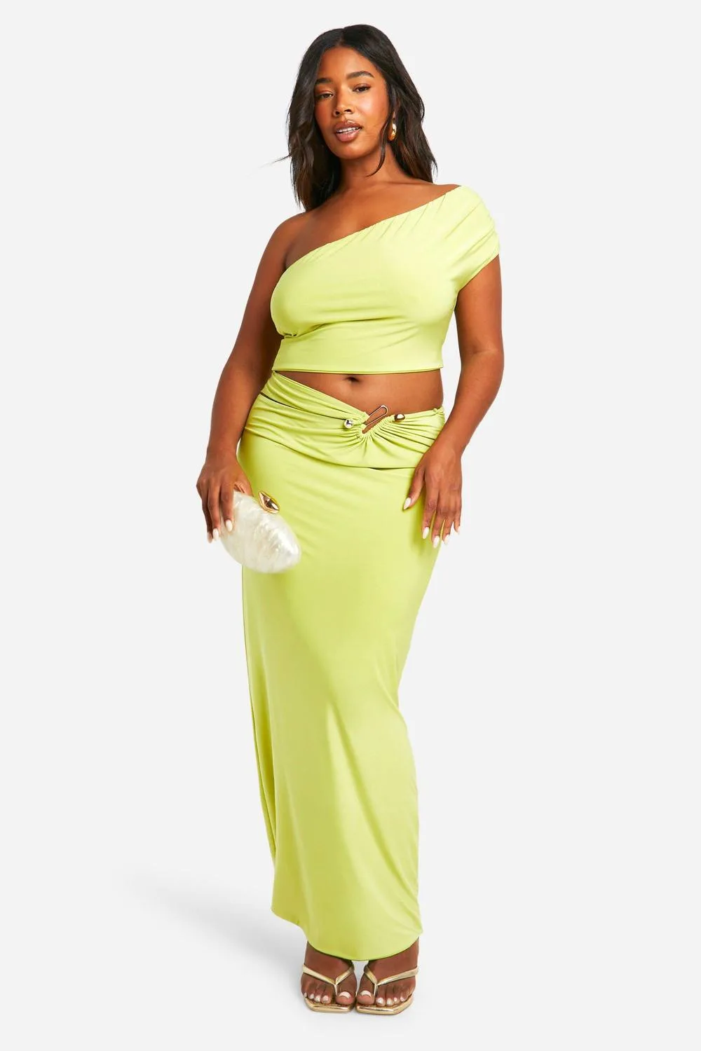 Double Slinky Cut Out Trim Detail Maxi Skirt by boohoo