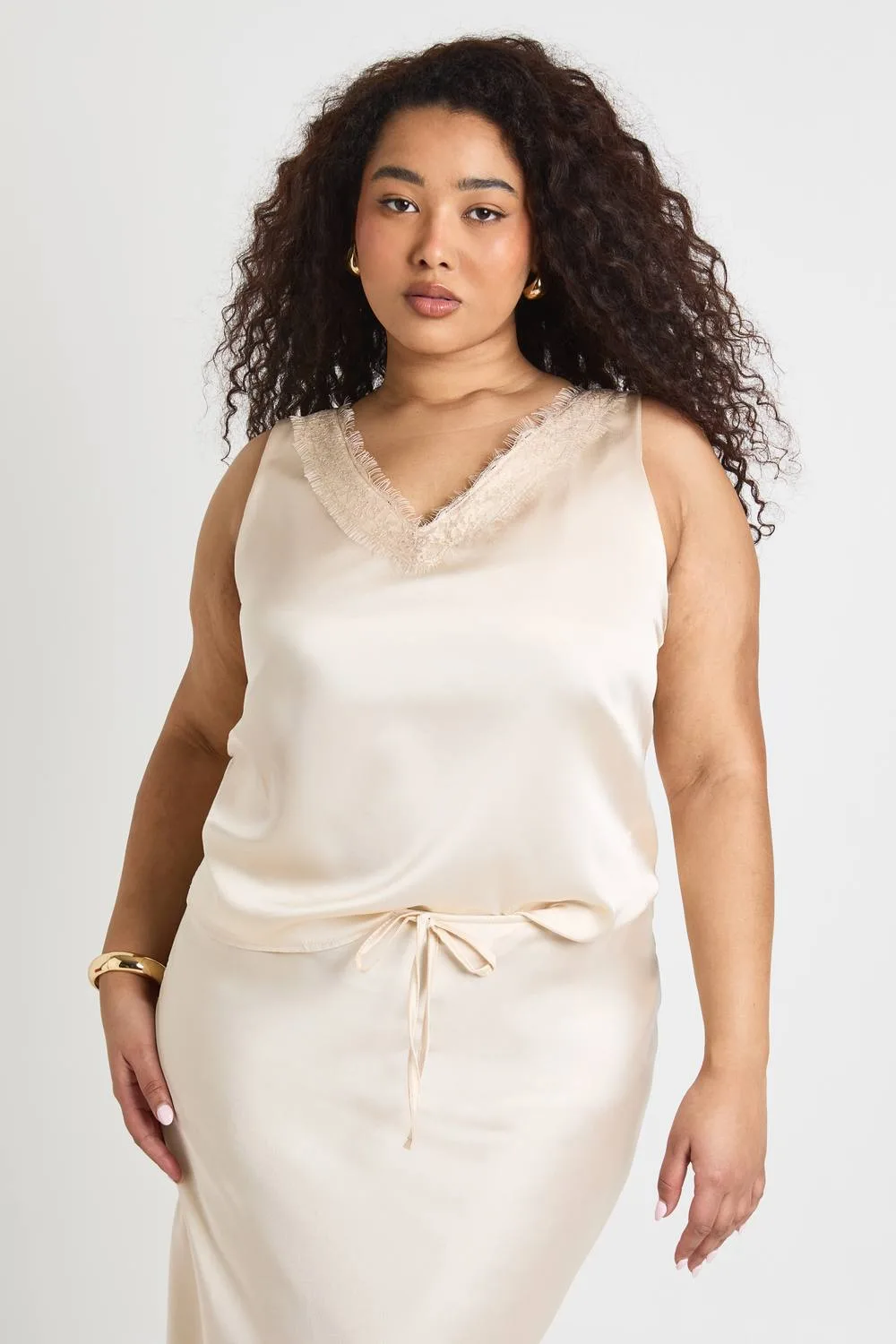 Scoop Neck Lace Cami Top by boohoo