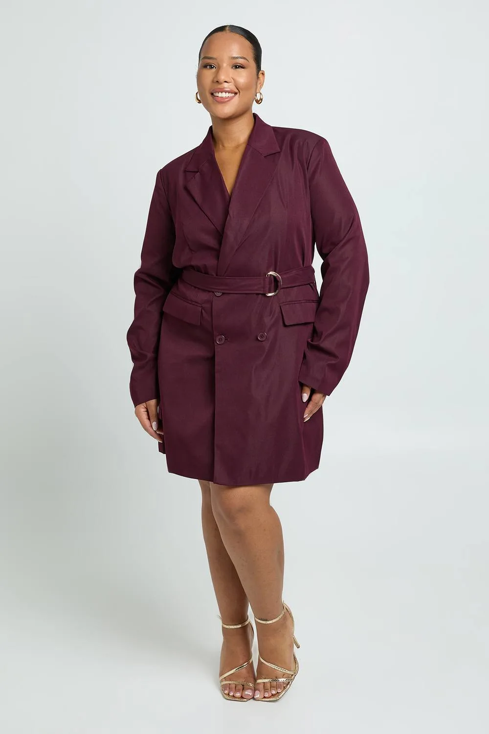 D Ring Tie Belt Blazer Dress by boohoo