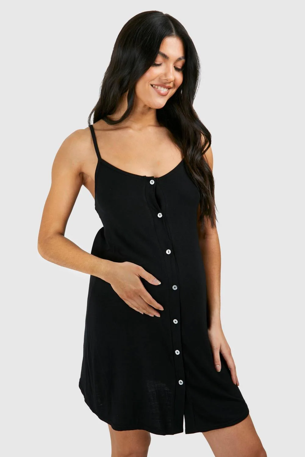 Maternity Button Down Strappy Nightie by boohoo