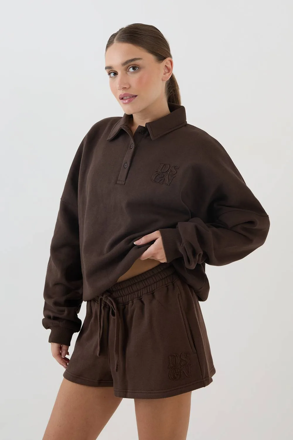 Self Fabric Applique Loose Fit Sweat Short by DSGN Studio