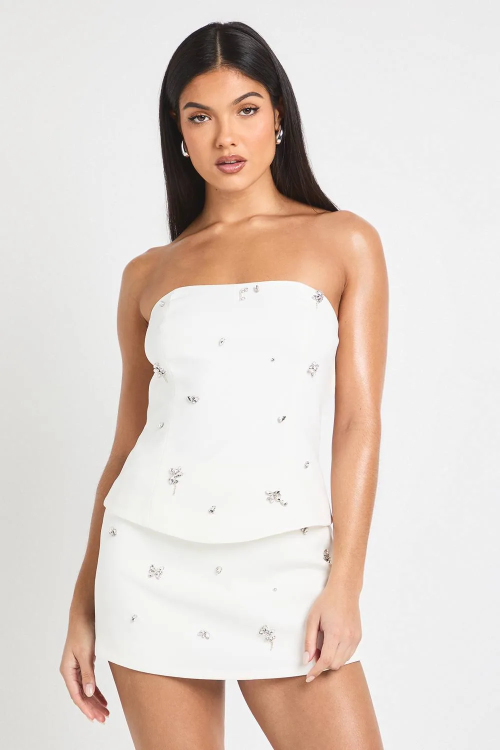 Diamante Embellished Bandeau Top by boohoo