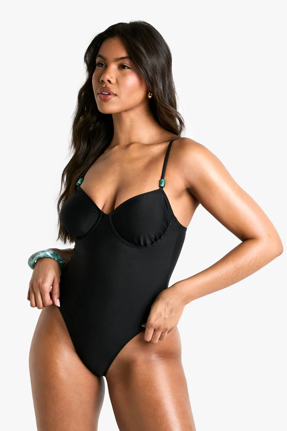 Resin Trim Swimsuit by boohoo