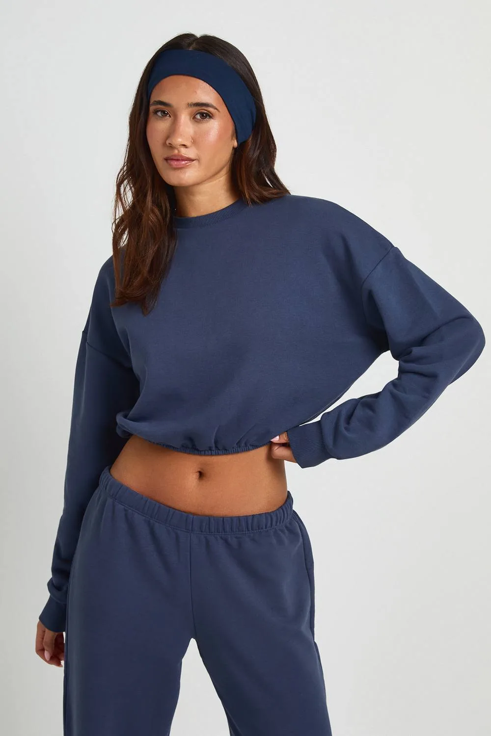 Loopback Bubble Hem Crew Neck Sweatshirt by boohoo