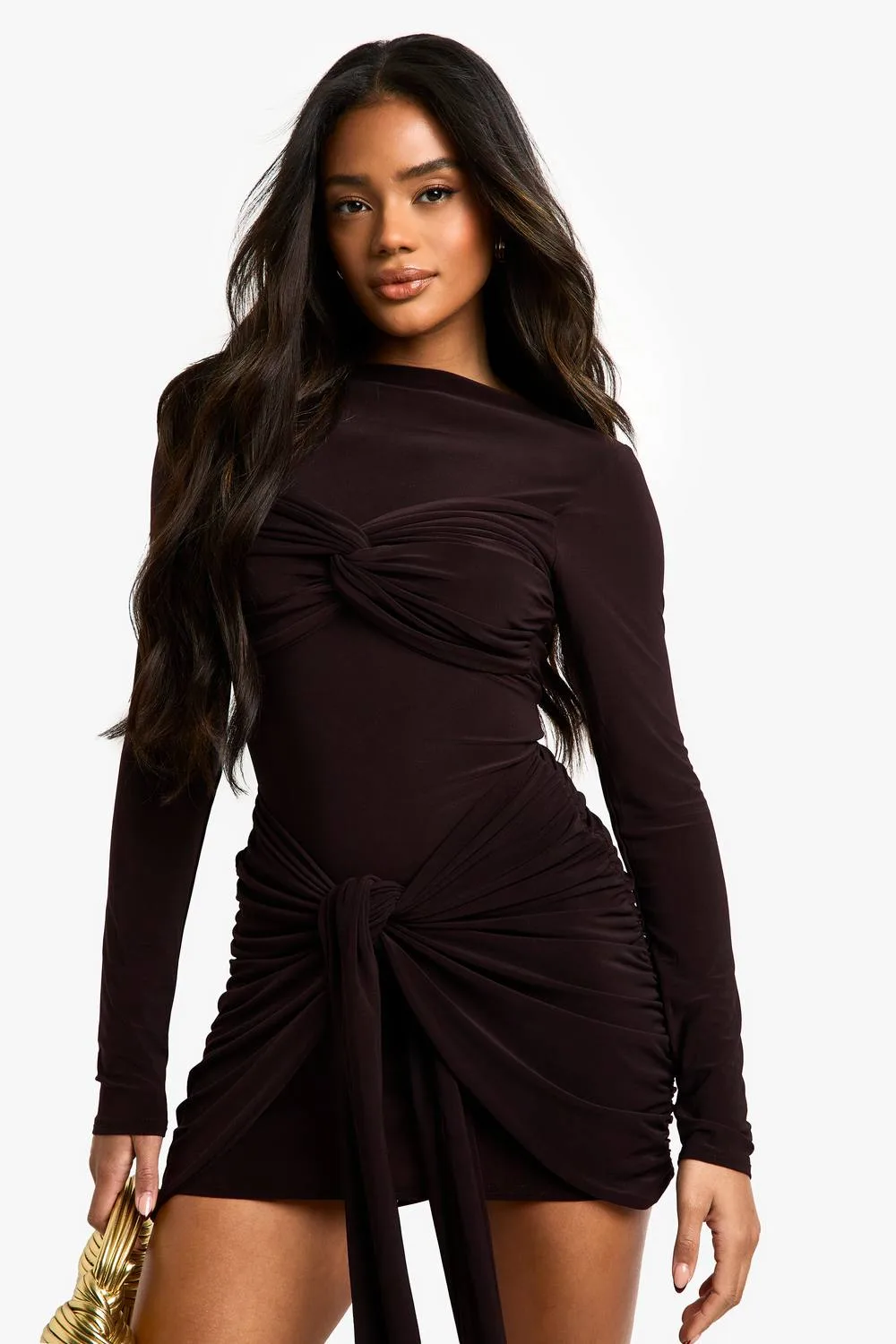 Ruched Twist Detail Mini Dress