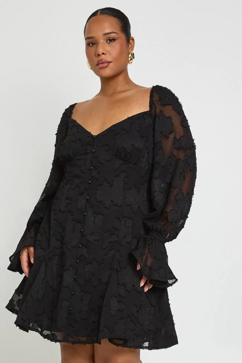 Burnout Floral Godet Hem Mini Dress by boohoo
