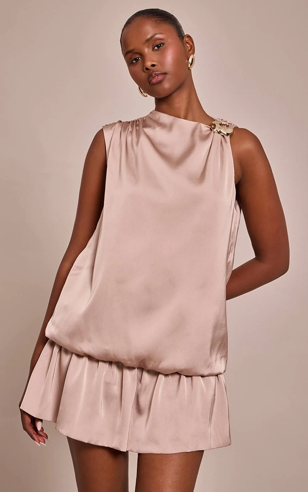 Satin Boxy Mini Dress