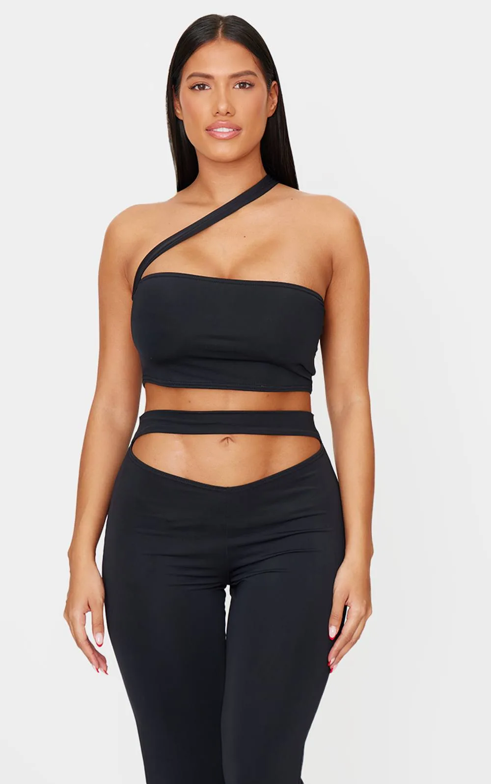 Sculp Asymmetric Strappy Crop Top by PrettyLittleThing