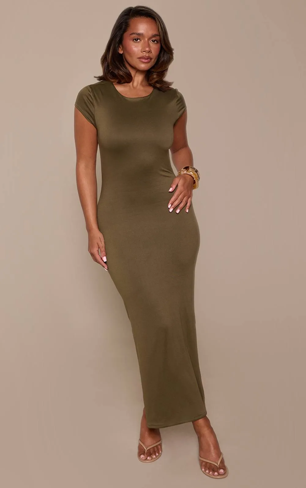 Crew Neck Cut Out Back Midi Dress by PrettyLittleThing