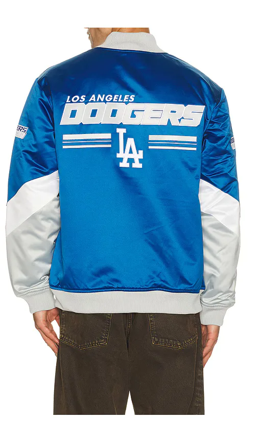 MLB Los Angeles Dodgers Triple Check Heavyweight Satin Jacket by Mitchell & Ness