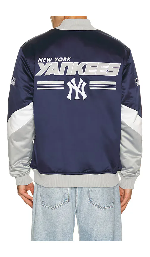 MLB New York Yankees Triple Check Heavyweight Satin Jacket by Mitchell & Ness