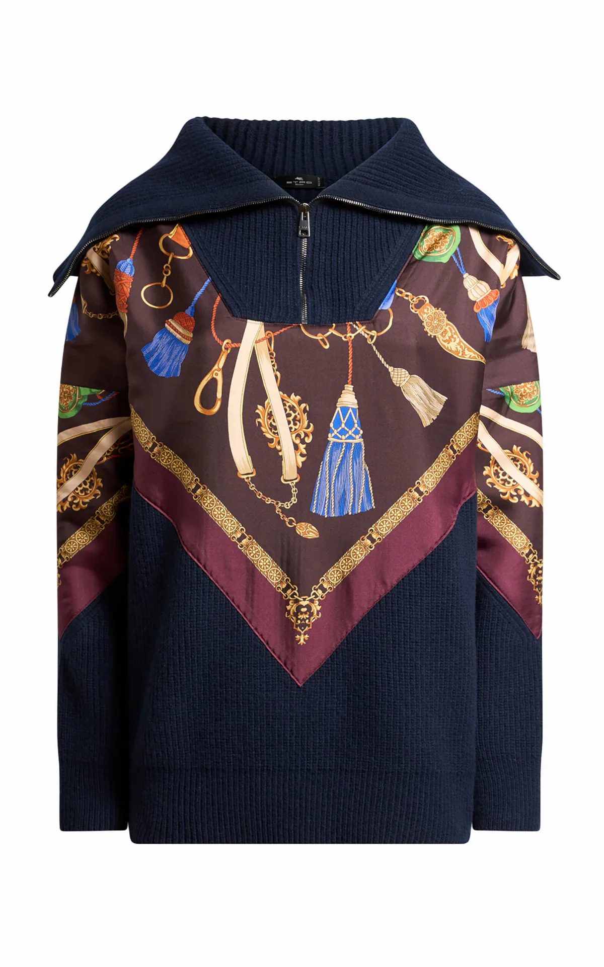 Scarf-Detailed Wool-Blend Cardigan by Etro