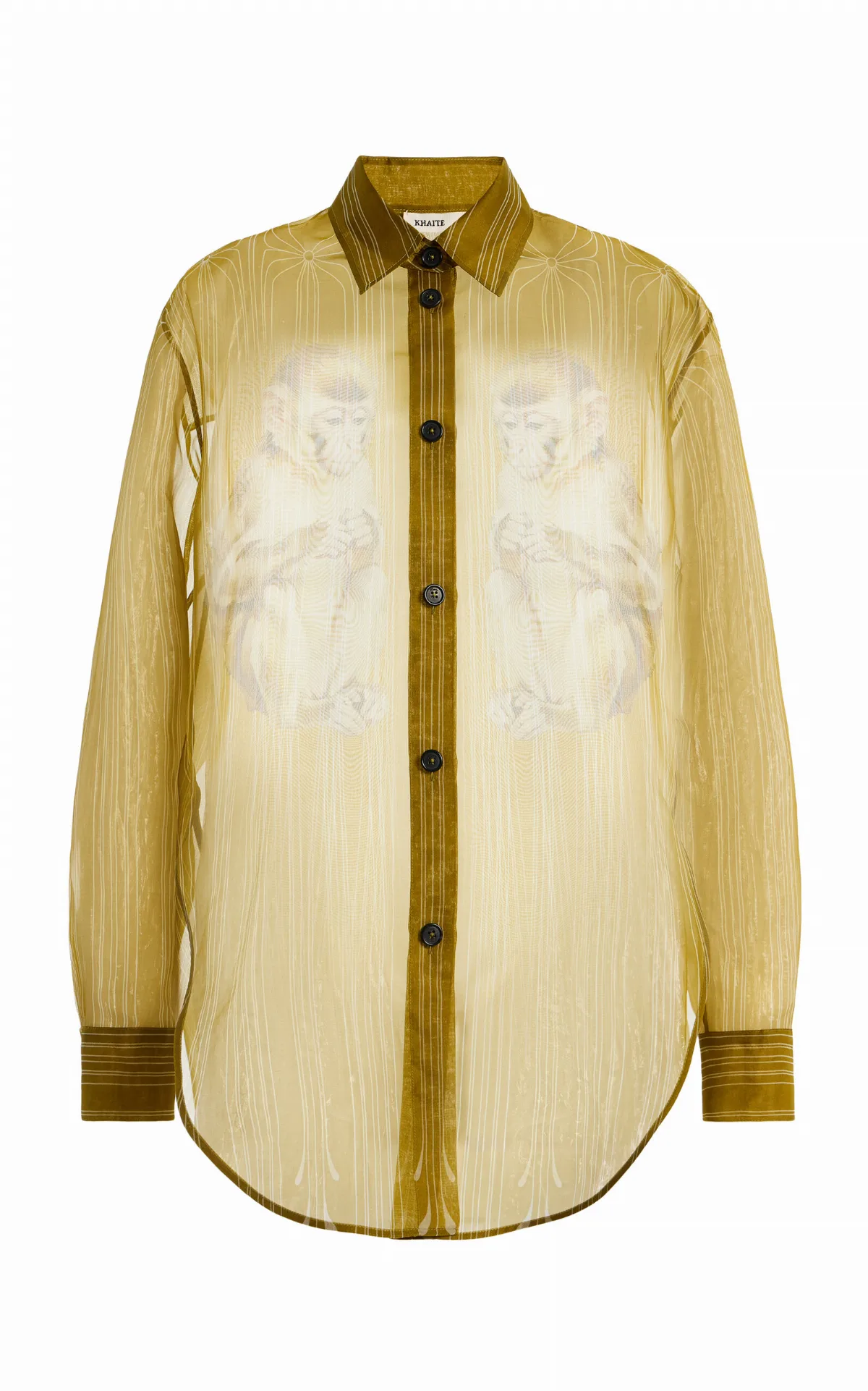 Goya Monkey Print Sheer Silk Organza Shirt by Khaite