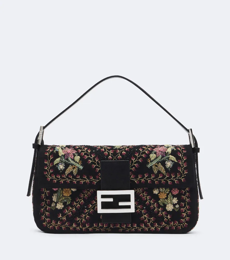 Baguette® 26424 Floral Suede Shoulder Bag by Fendi