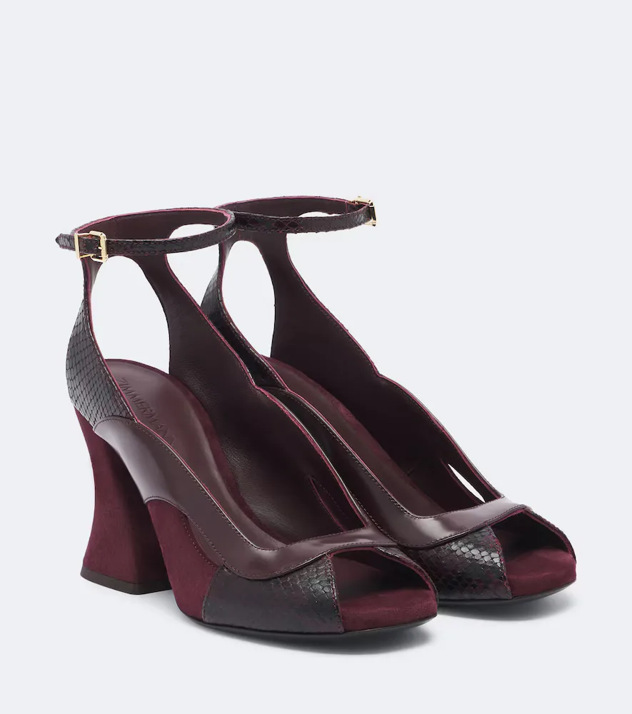 Marvi Suede-Trimmed Leather Sandals by Zimmermann