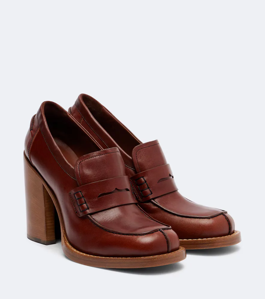Leather Loafer Pumps by Dries Van Noten