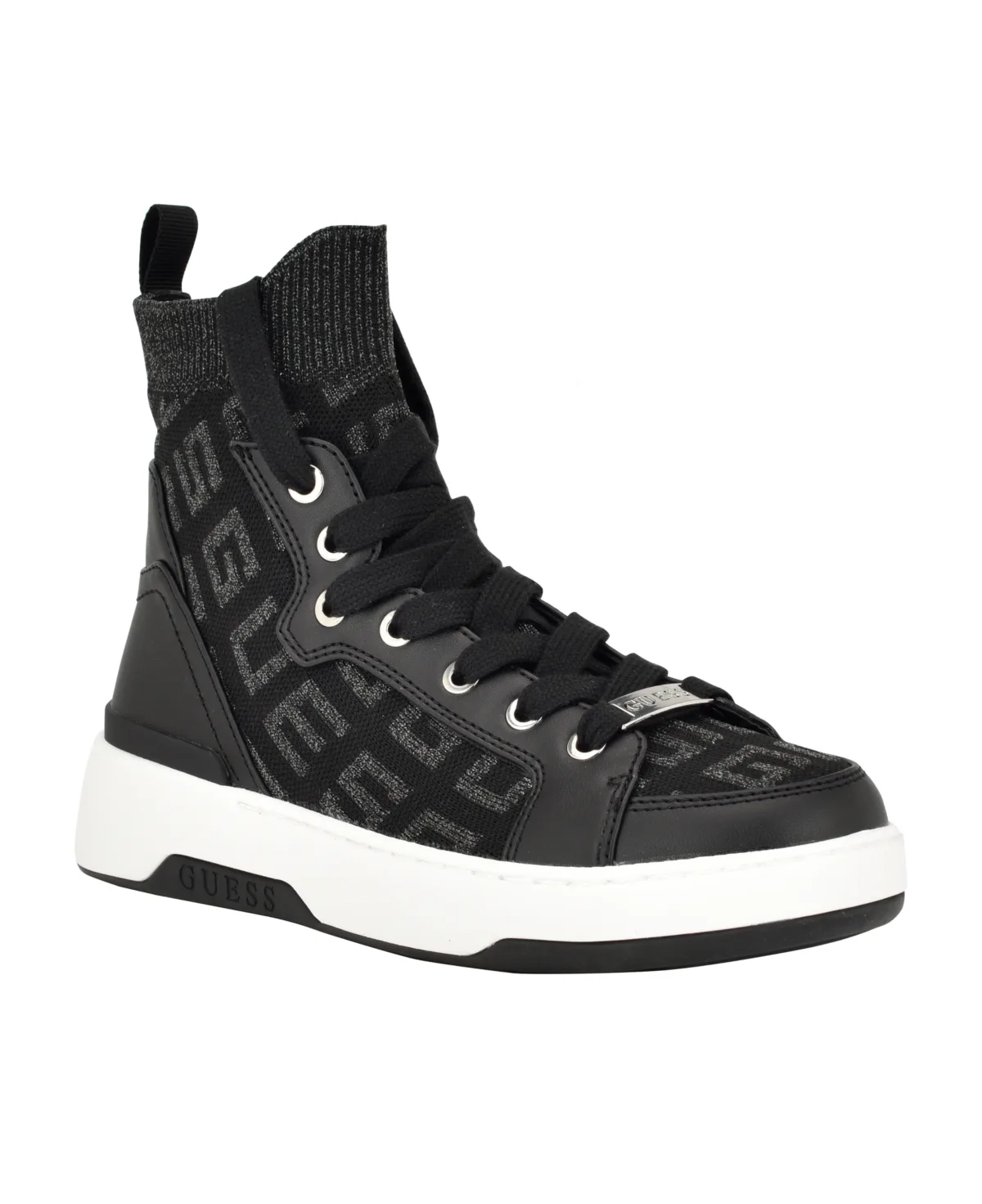 Mannen Knit Hi-Top Lace-Up Fashion Sneakers by Guess