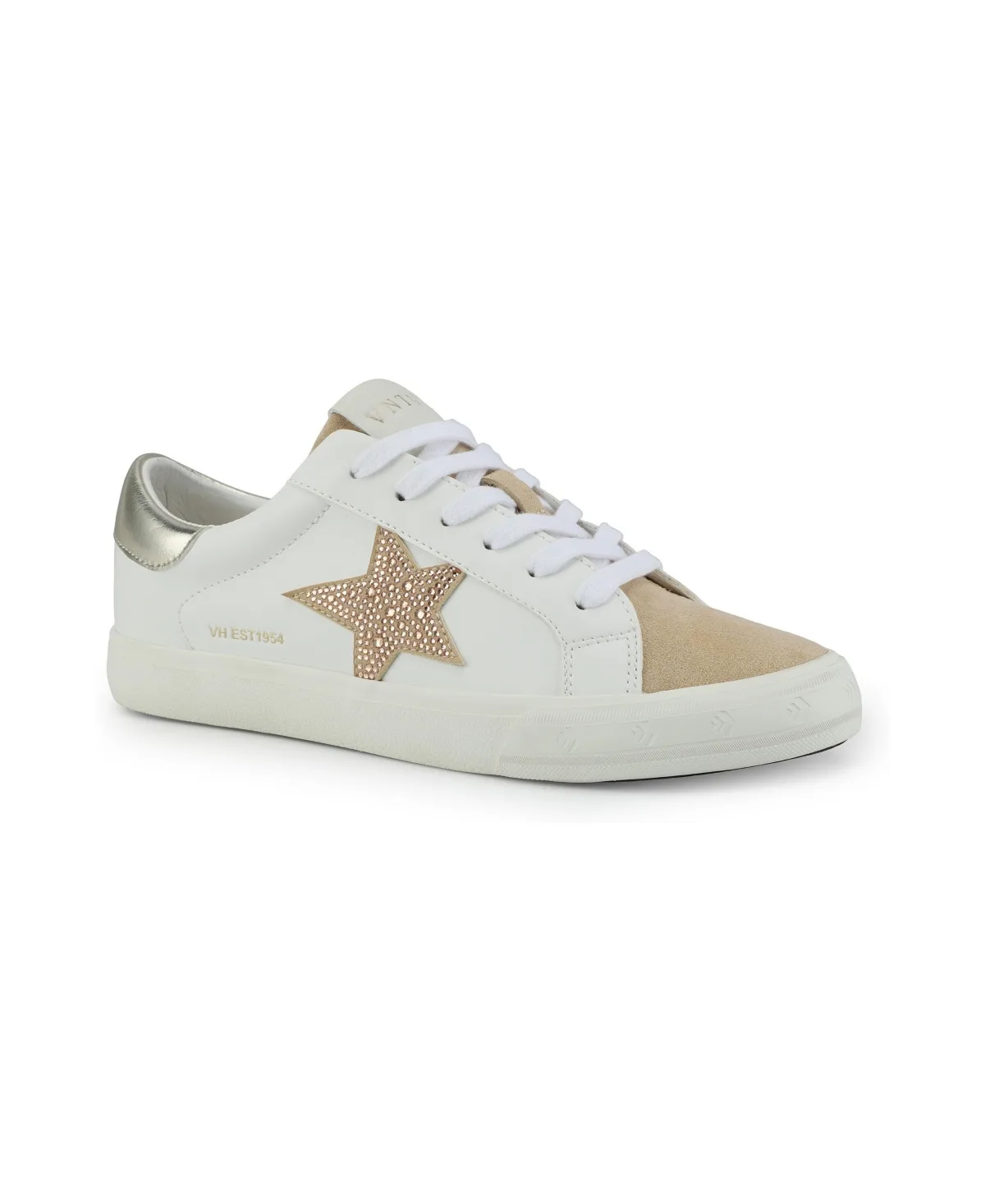 Bonnie Wht Taup Rhnstns Sneakers