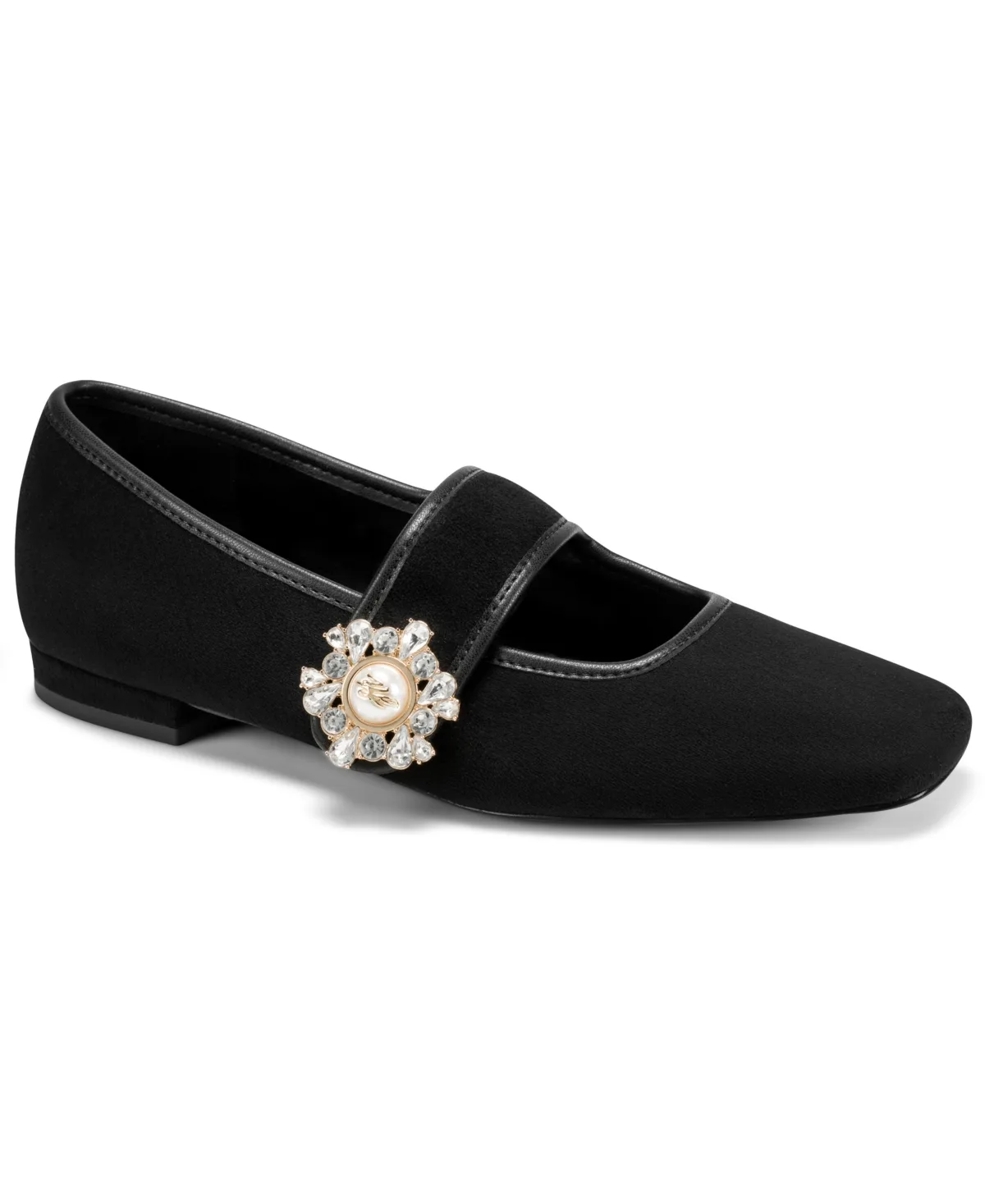 Mary Jane Flats - Black Suede