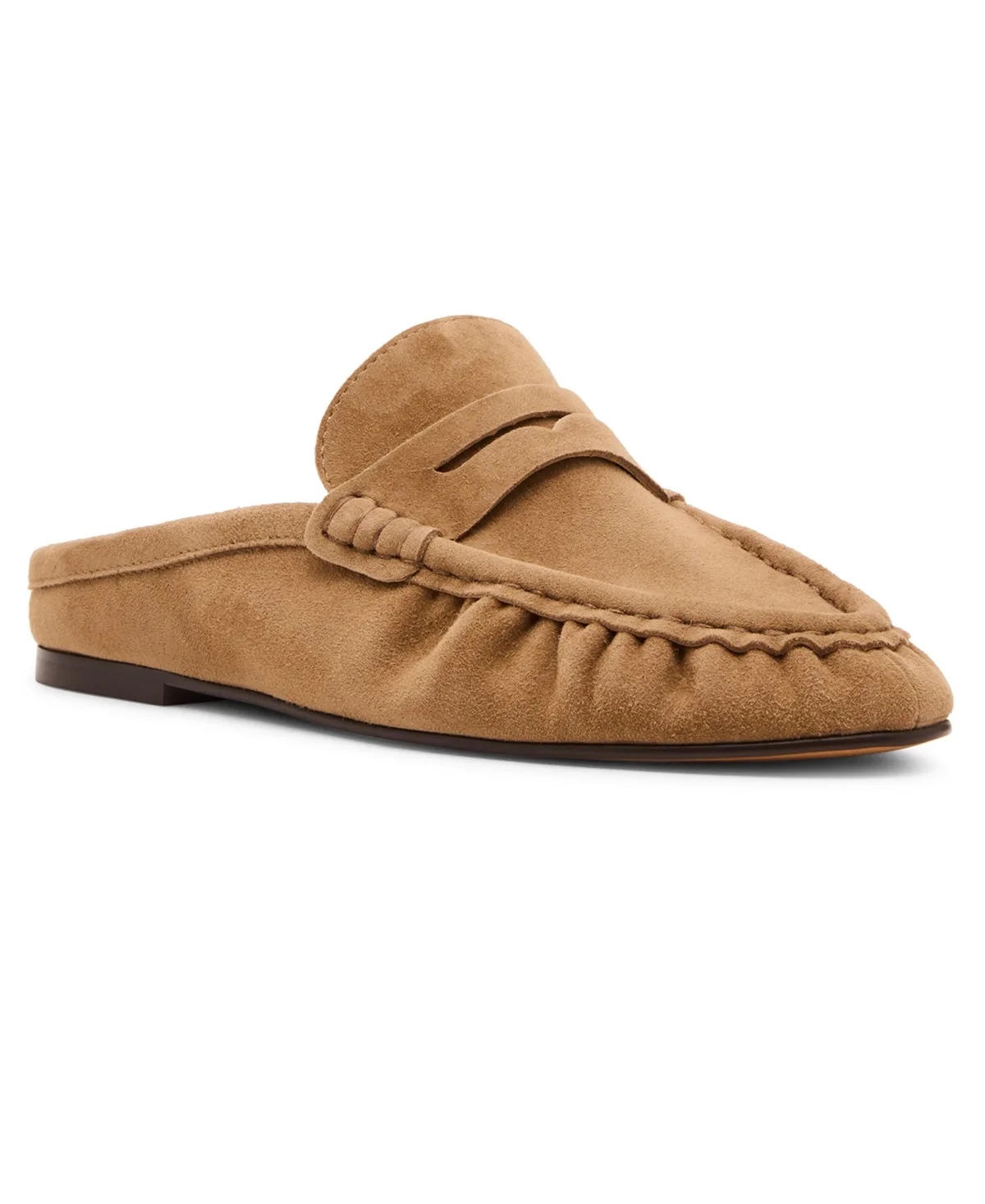 Rafe Tailored Slip-On Loafer Mules - Taupe Suede by Steve Madden