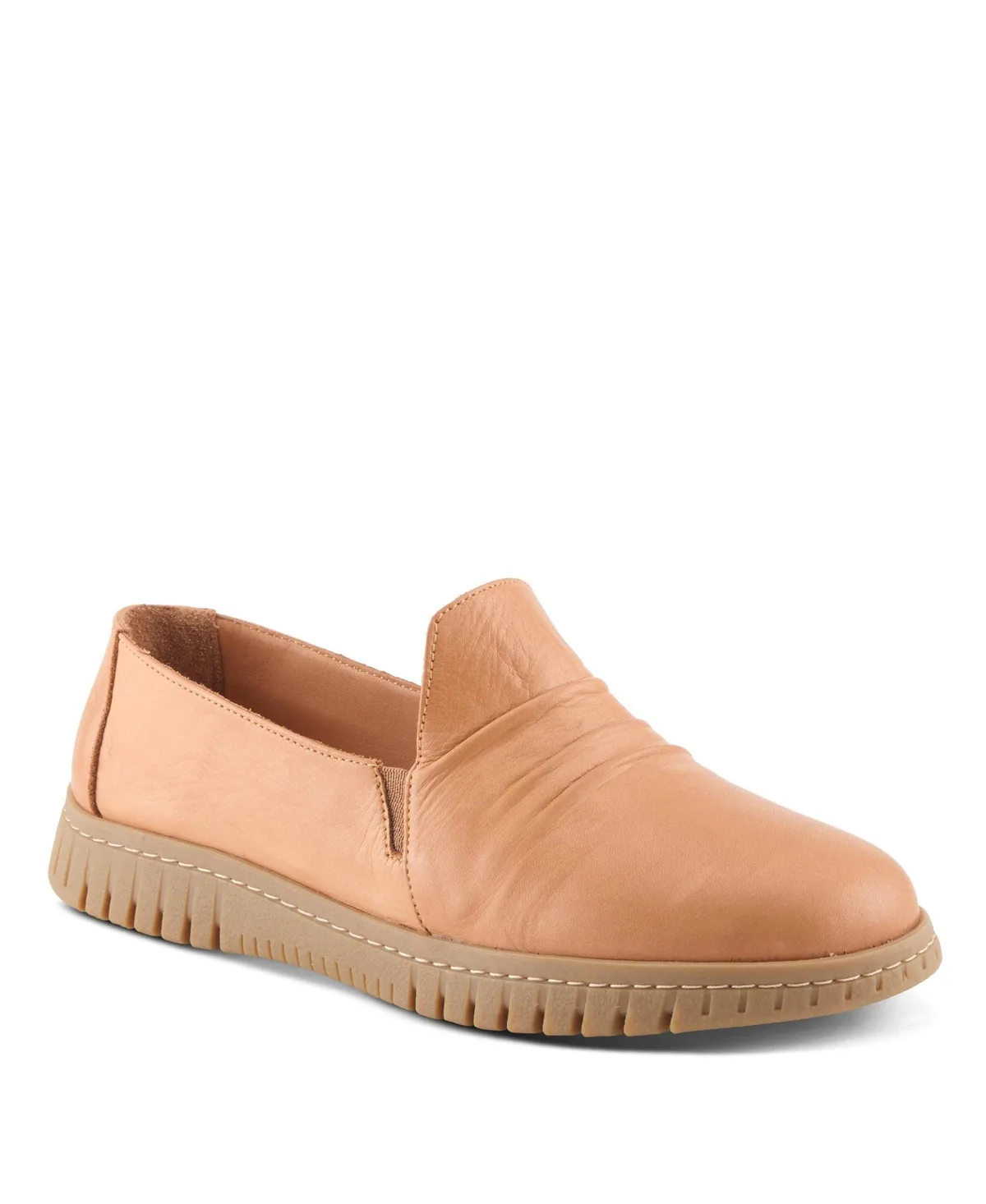 Patton Slip-On Shoes with Twin Elastic Gore, Ruching Leather and Removable Insole by Spring Step