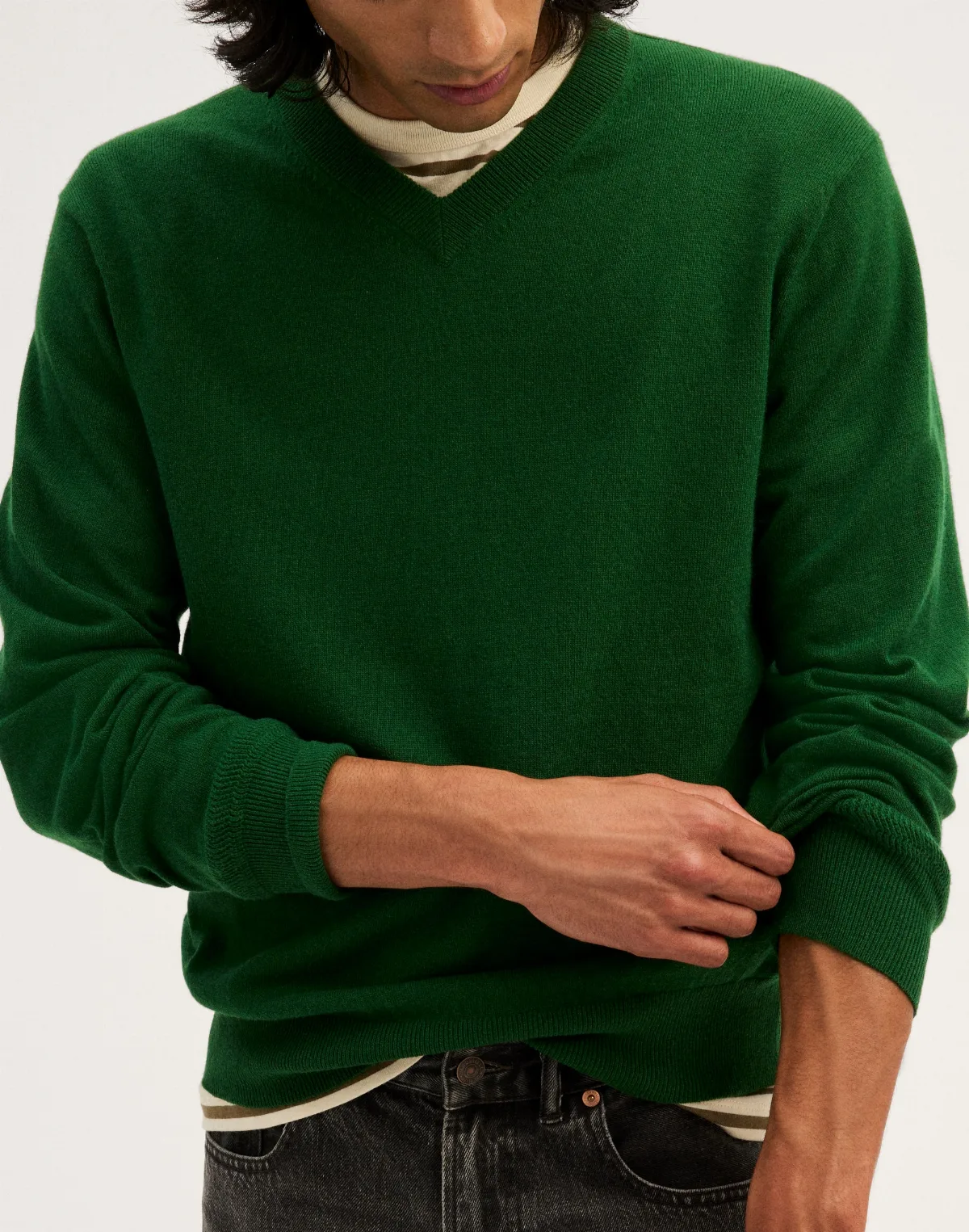 V-Neck Sweater in Harbor Wool Blend by MW