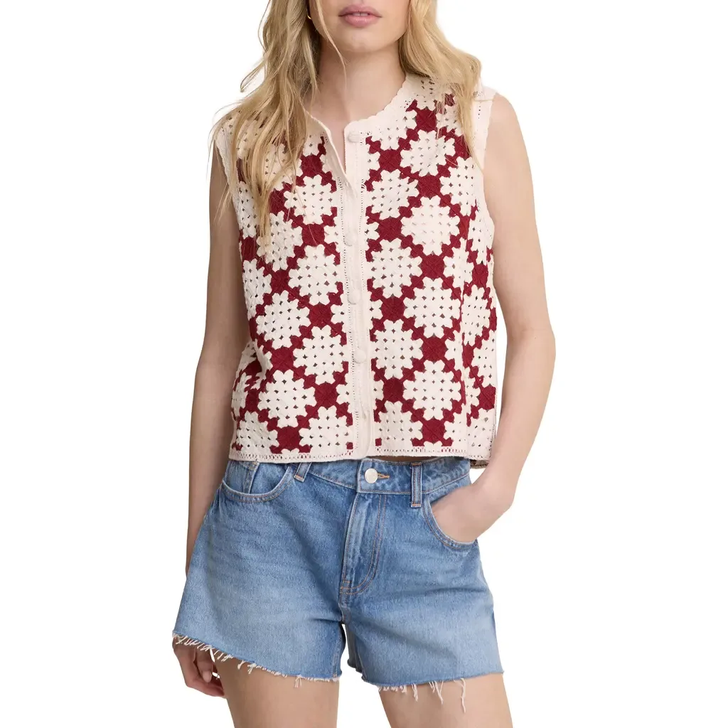 Open Knit Sleeveless Cardigan by Nobody's Child