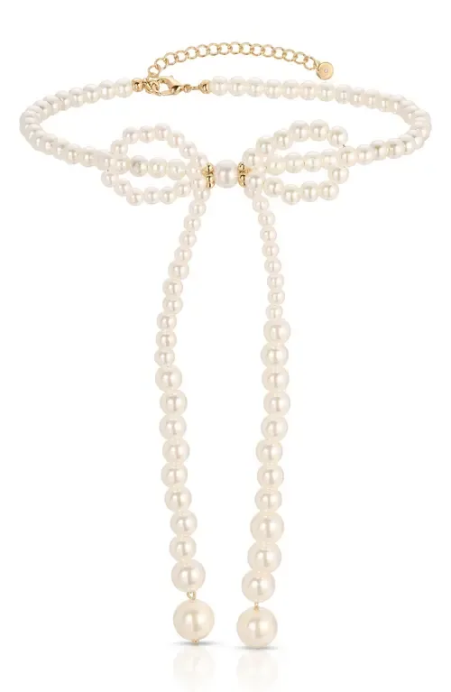 Faux Pearl Bow Choker Necklace by Ettika
