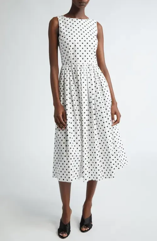 Polka Dot Sleeveless Cotton Midi Dress
