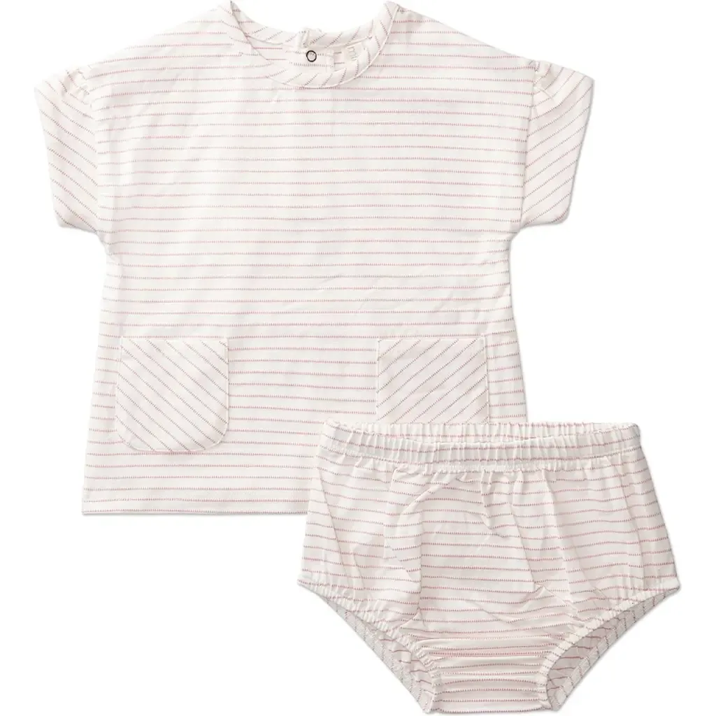 2 Piece Set Tiny Stripe Stretch Cotton Top and Bloomers by MiniMoi