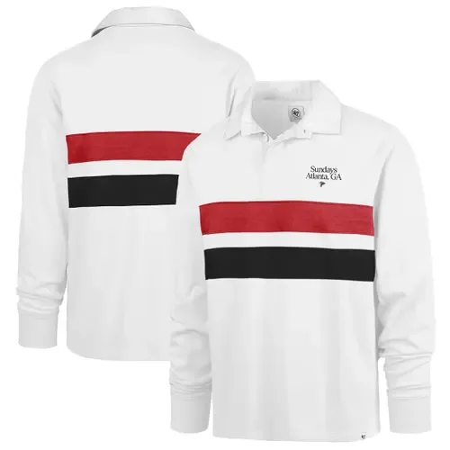'47 White Atlanta Falcons Sundays Clubhouse Knox Thames Long Sleeve Rugby Polo by '47