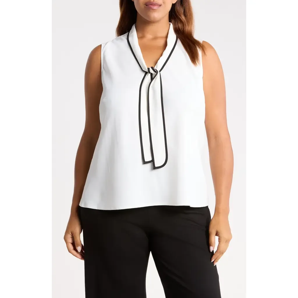 Tie Neck Sleeveless Top by KASPER