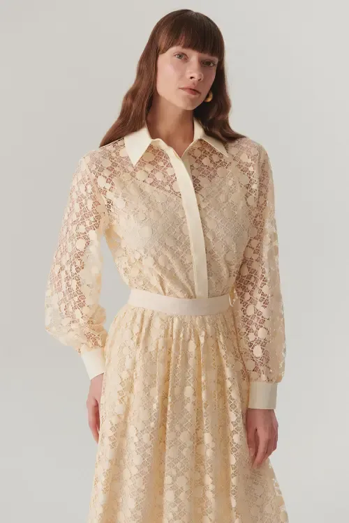 Noelle Cotton Lace Shirt by Exquise