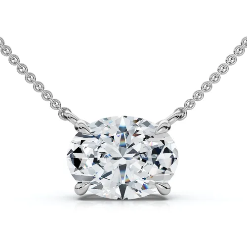 1Ct Solitaire Oval Diamond Pendant 14k Gold 18" Chain Lab Grown by Bliss Diamond