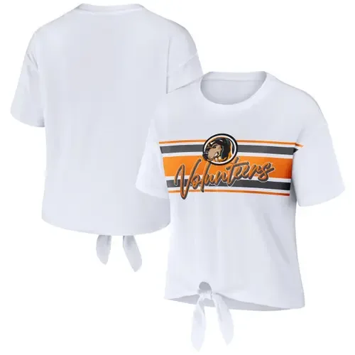 WEAR by Erin Andrews Tennessee Volunteers Striped Front Knot Cropped T-Shirt by WEAR by Erin Andrews