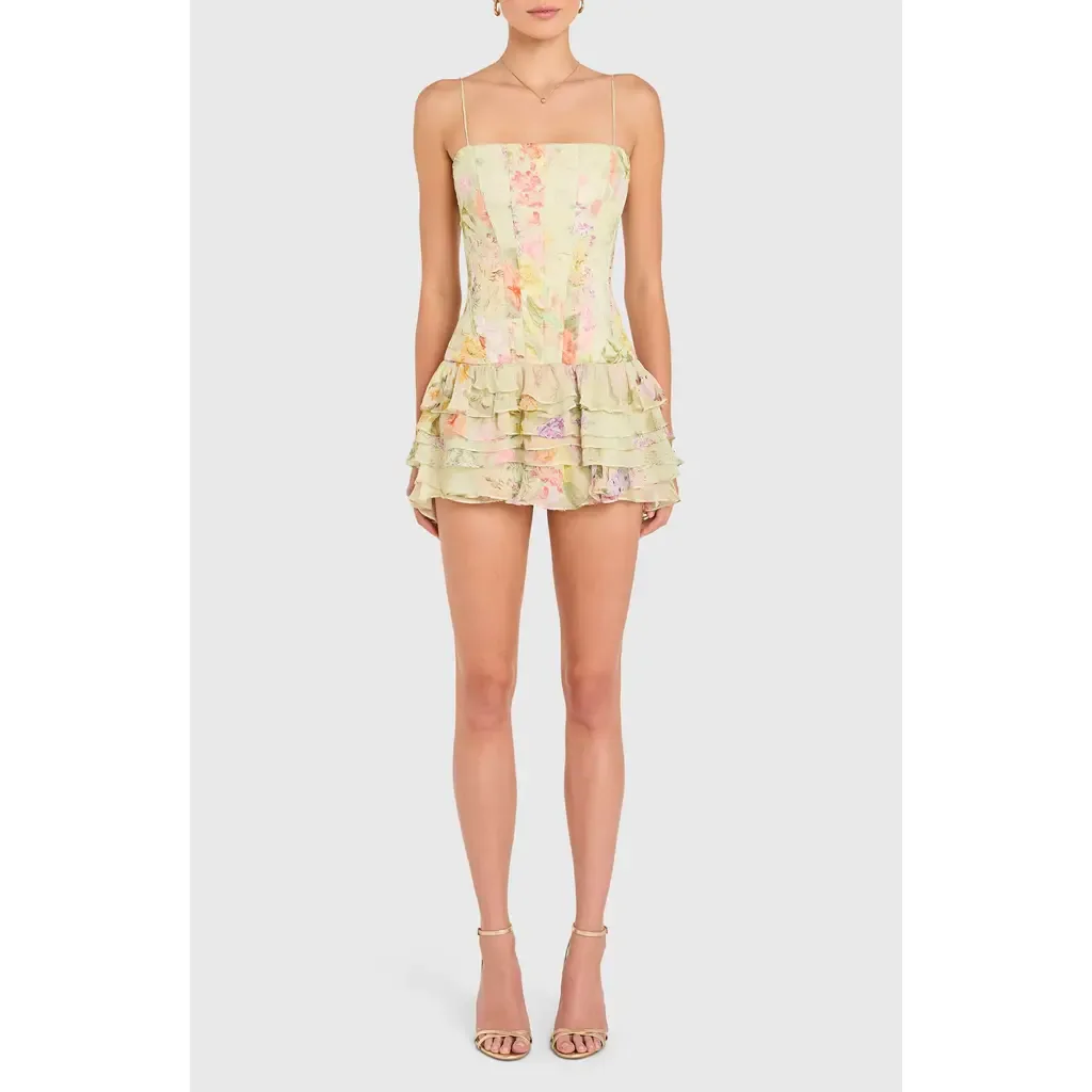 Laureline Floral Print Ruffle Romper by Amanda Uprichard