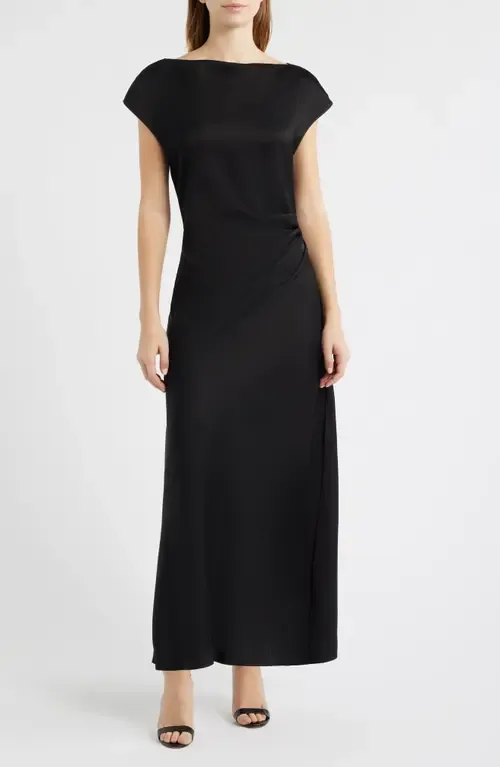 Side Ruched Satin Maxi Dress by Sam Edelman