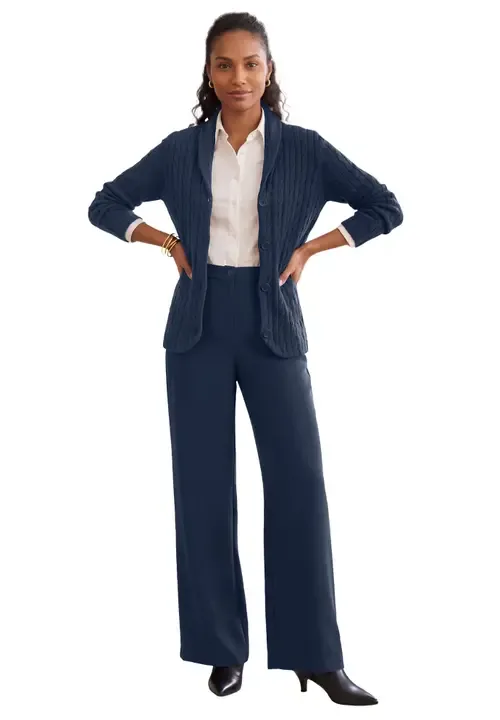 Cable Blazer Sweater by Jessica London