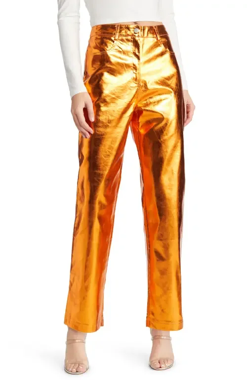 Shiny Straight Leg Pants by Amy Lynn