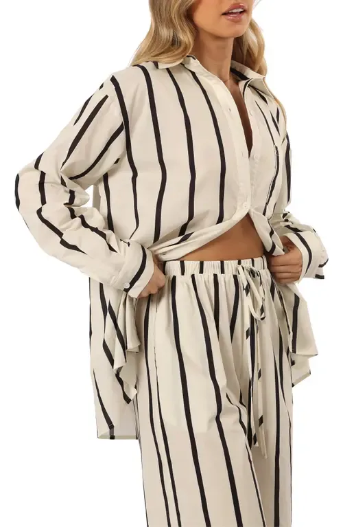 Silvia Stripe Button-Up Shirt by Petal & Pup