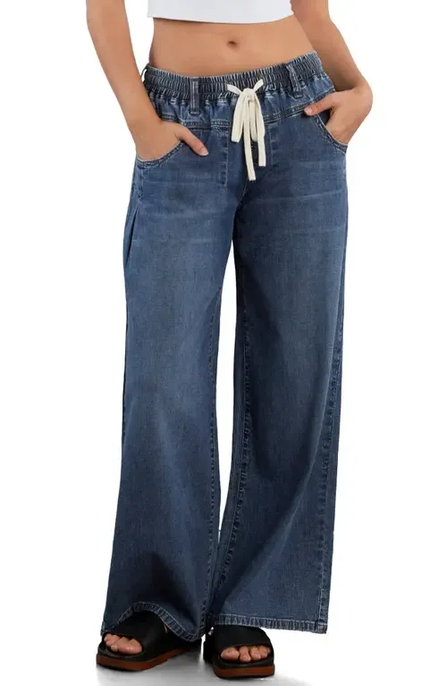 Elastic Waist Wide Leg Jeans by HINT OF BLU