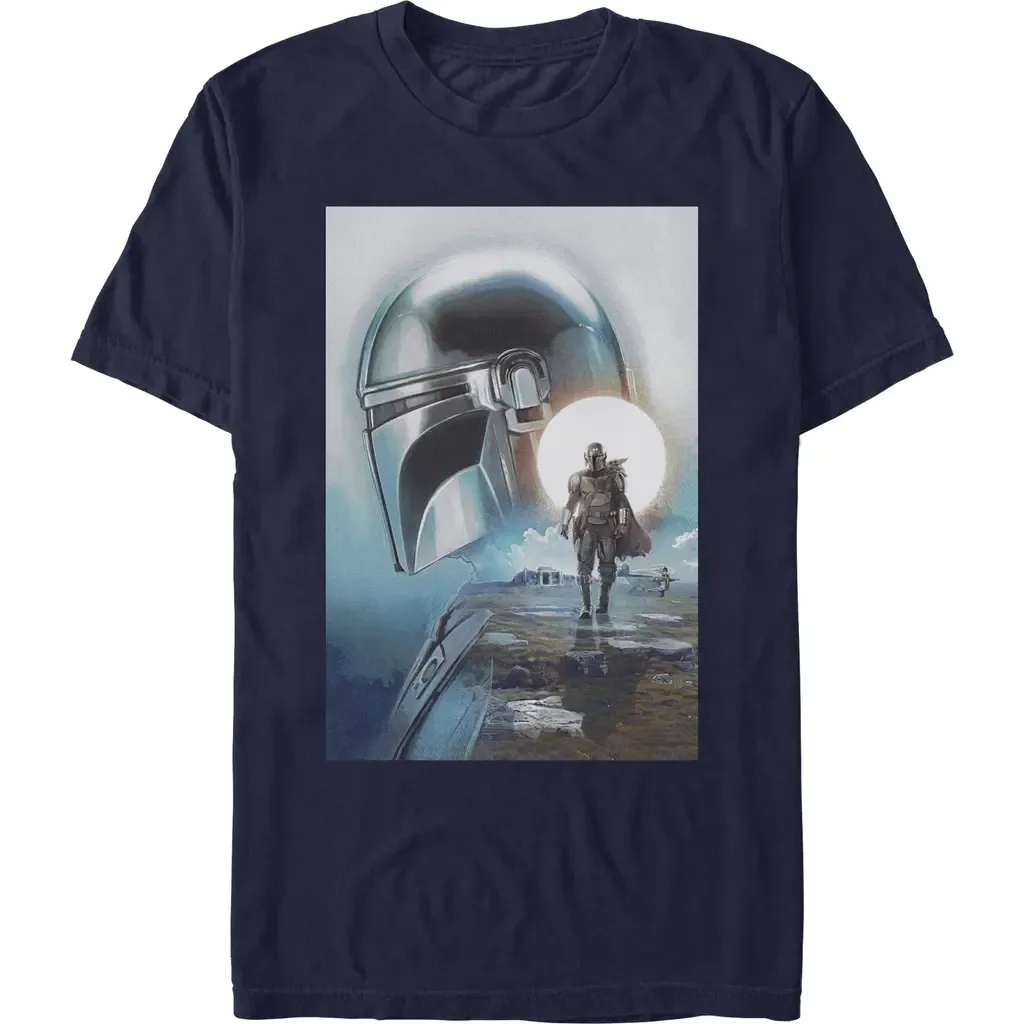Din Djarin and the Child Poster Short Sleeve Graphic T-Shirt by Star Wars: The Mandalorian and Grogu