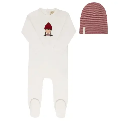 French Terry Autumn Kids Collection Footie + Beanie by Ely's & Co.