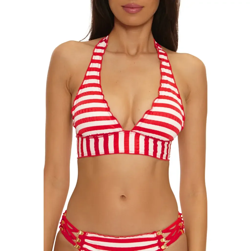 Sail Away Stripe Halter Bikini Top by BECCA