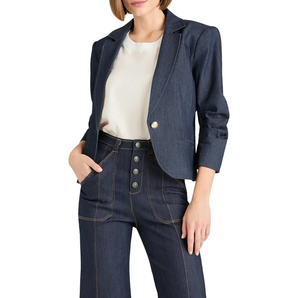 Khloe Crop Denim Blazer by Cinq à Sept