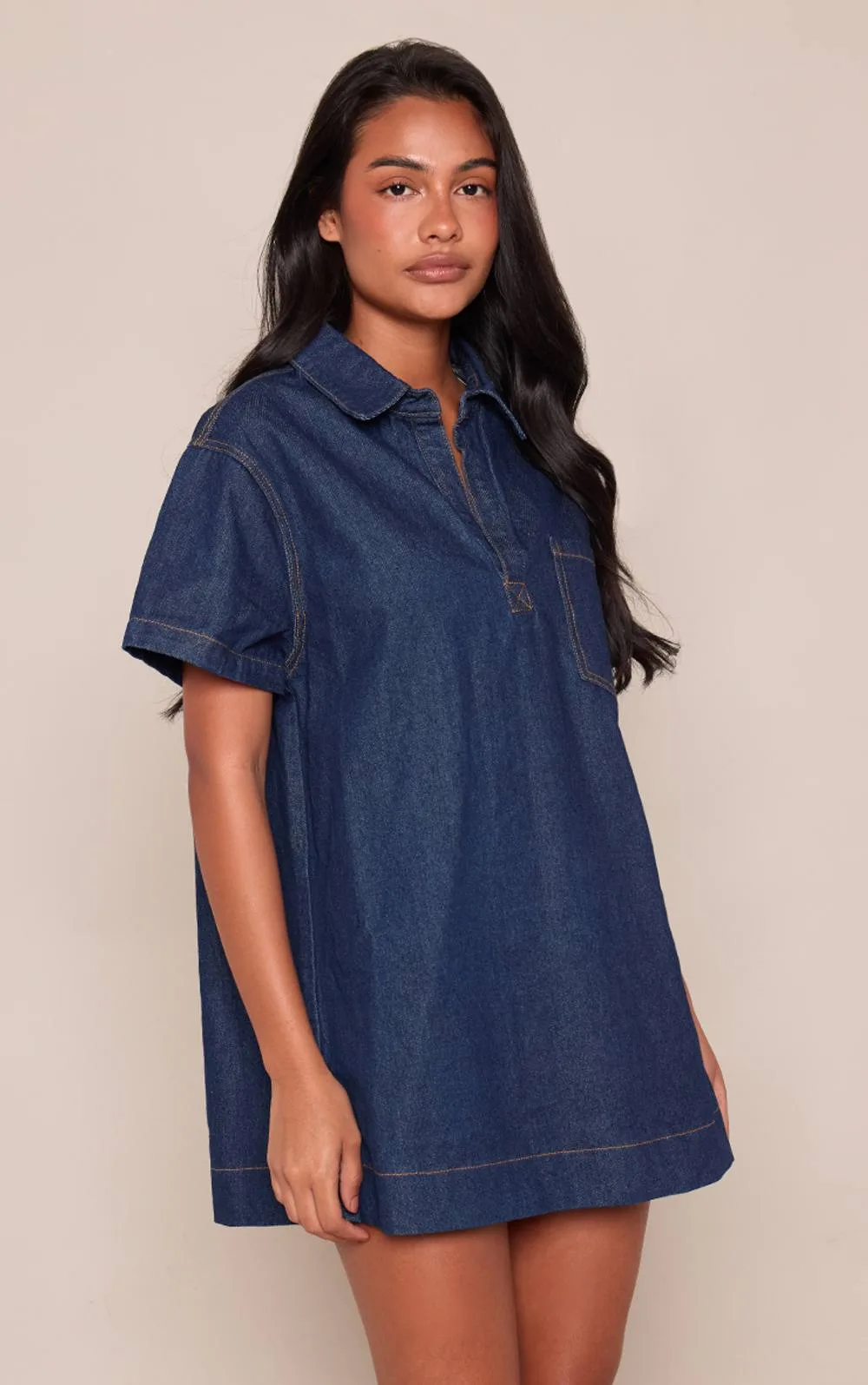 Rugby Style Denim Mini Dress