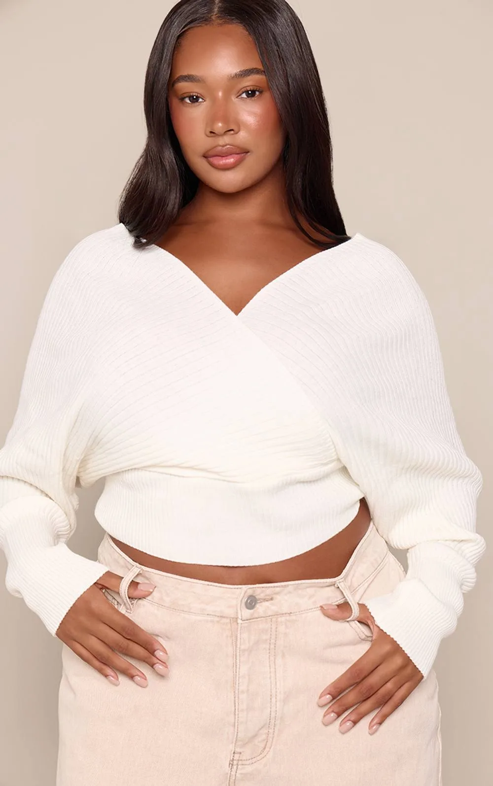 Wrap Off the Shoulder Jumper by PrettyLittleThing