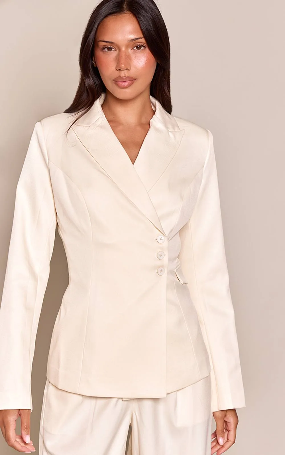 Woven Tailored Cinched Waist Blazer Co-Ord