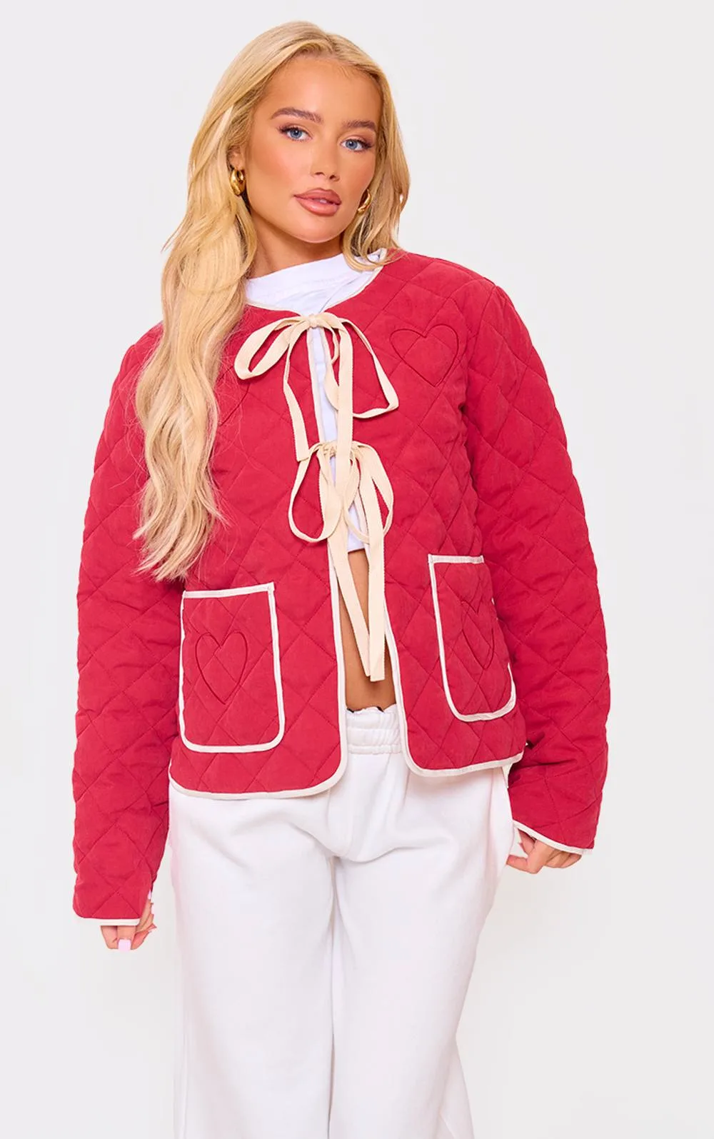 Quilted Stitch Detail Lightweight Jacket by PrettyLittleThing