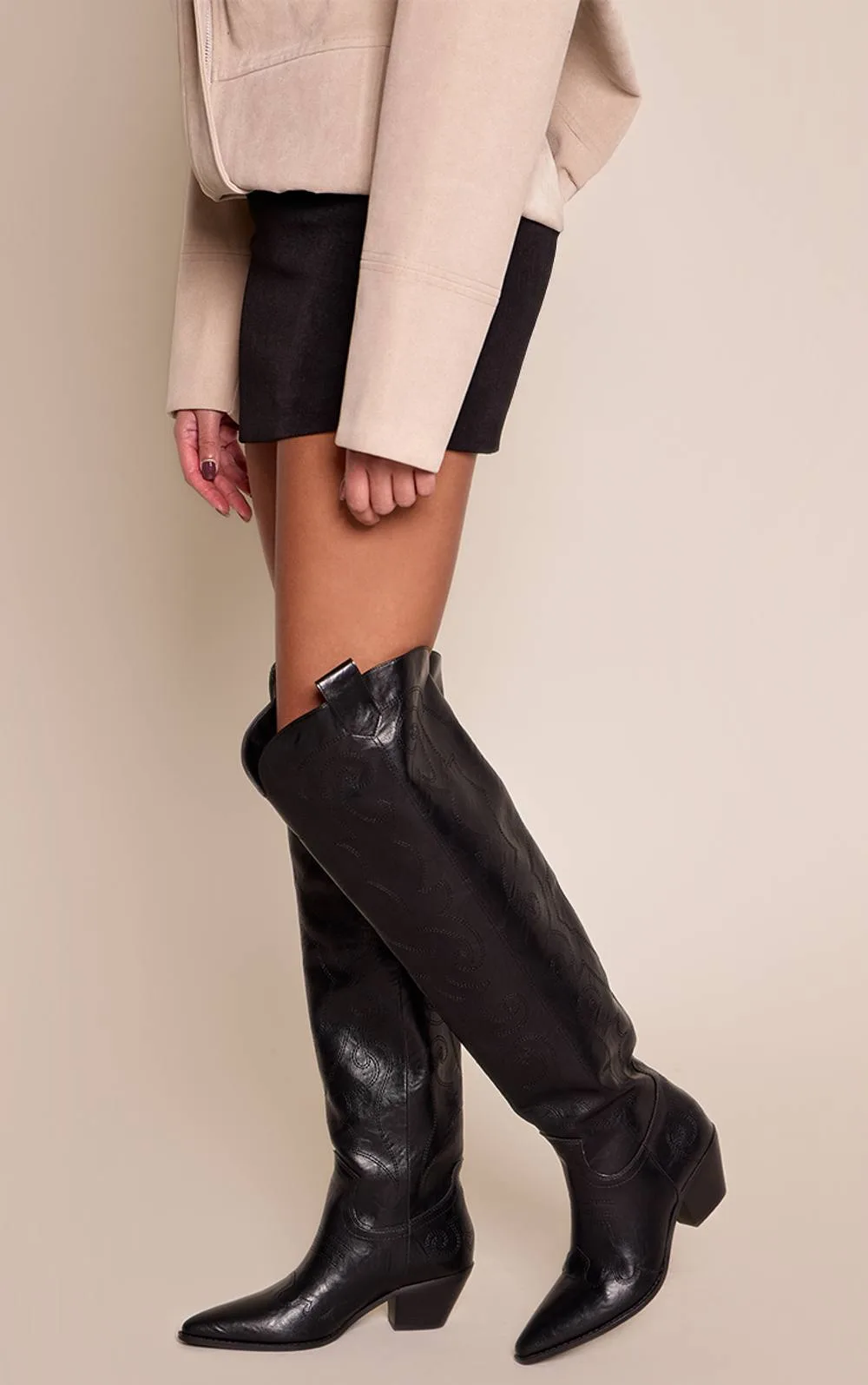 Burnish Knee High Western Boot by PrettyLittleThing